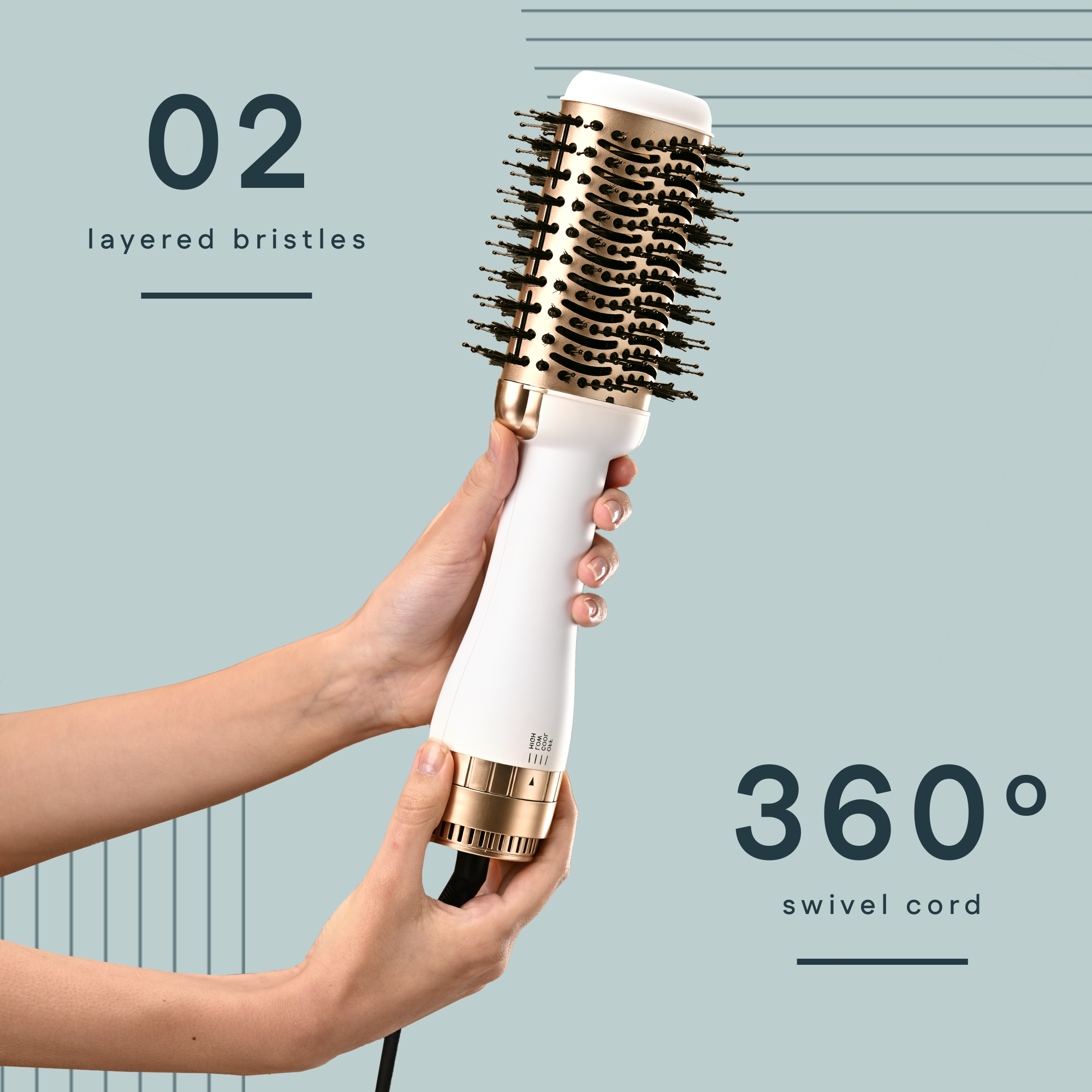Blow Drying Brush With 360° Swivel Cord