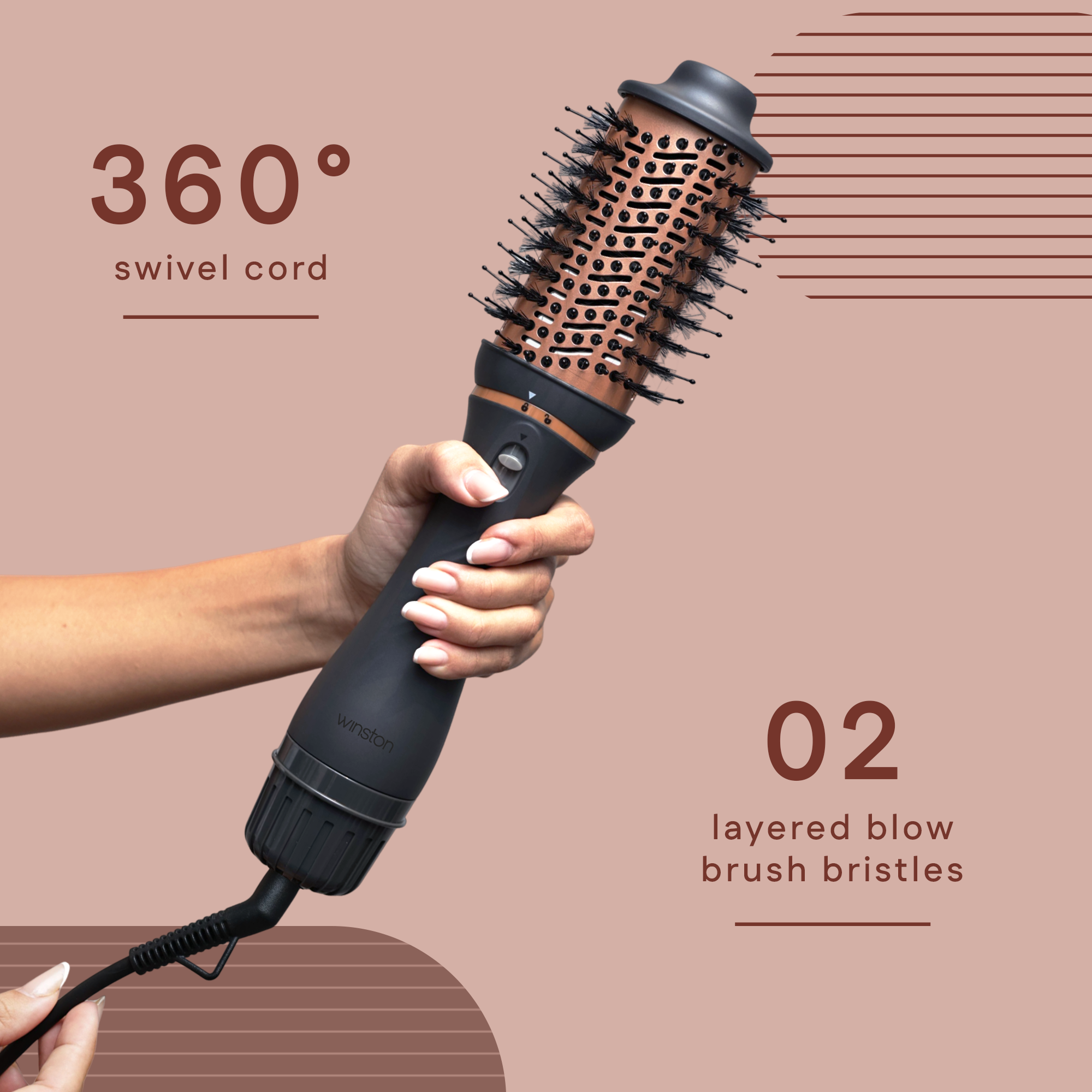 3 in 1 Hair Blow Brush Comes With 360 Swivel Cord