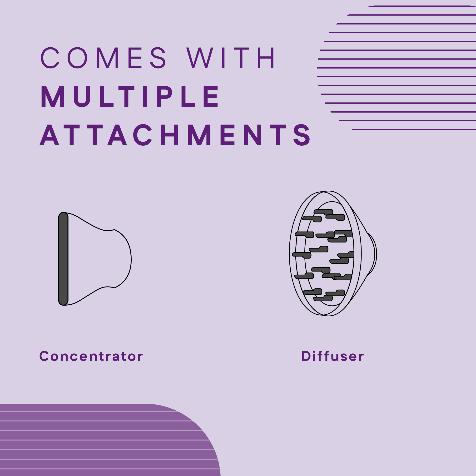 Turbo Smart Hair Dryer 2200W With Multiple Attachments