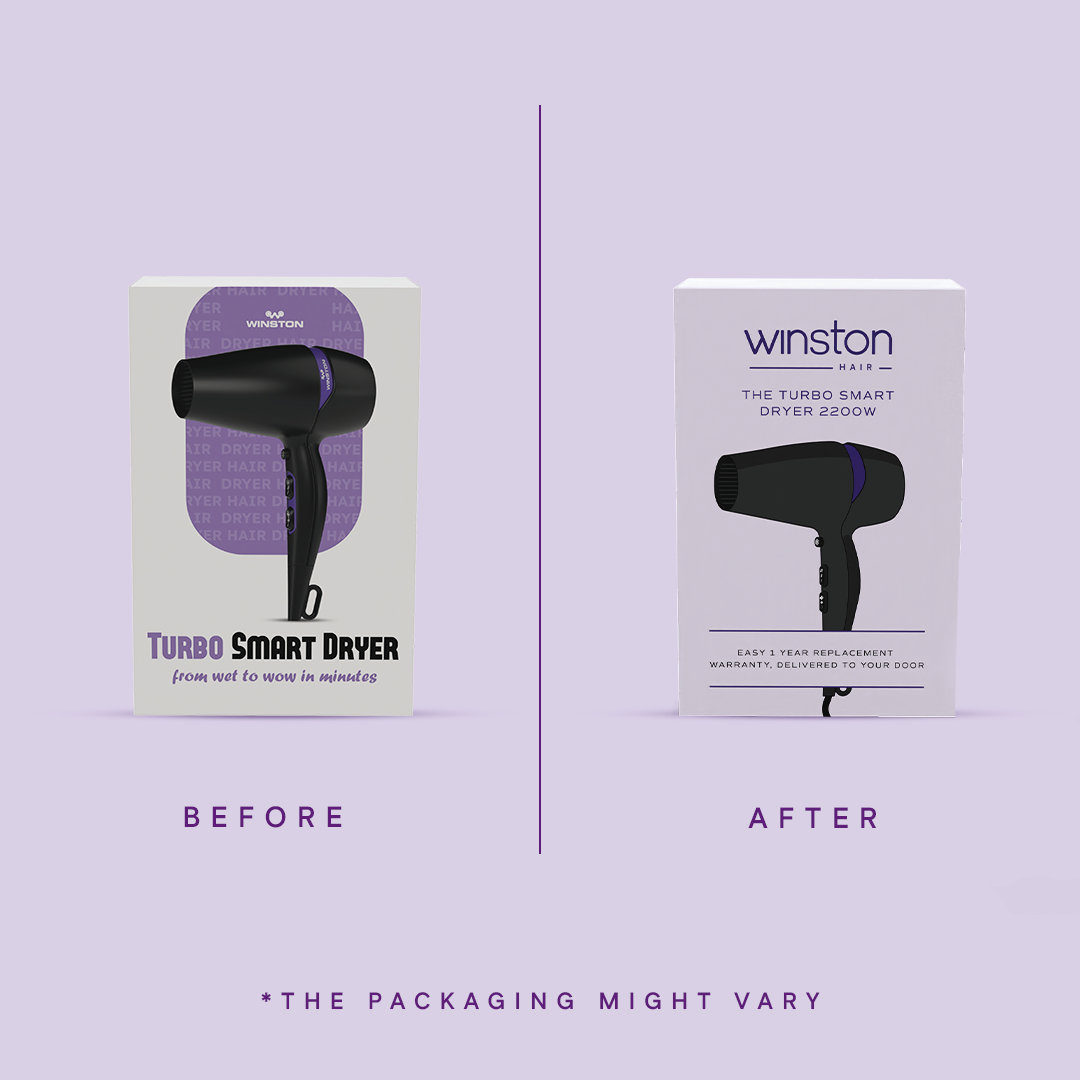 Before After Packaging Turbo Smart Dryer 2200W