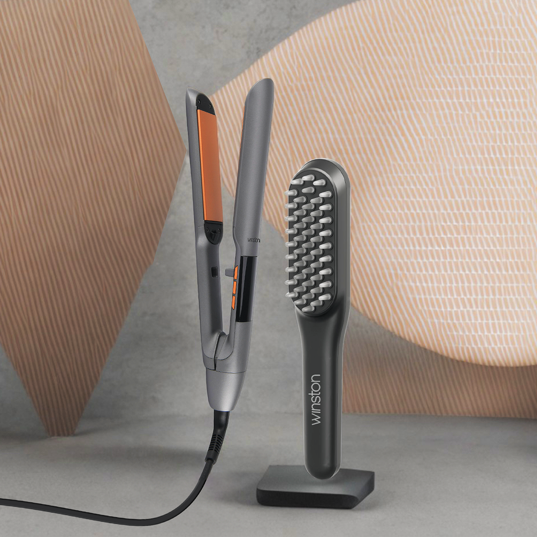 Grey -LED Comb & Hair Straightener