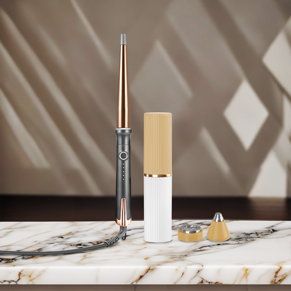 Hair Curling Wand & 2 in 1 Trimmer Combo