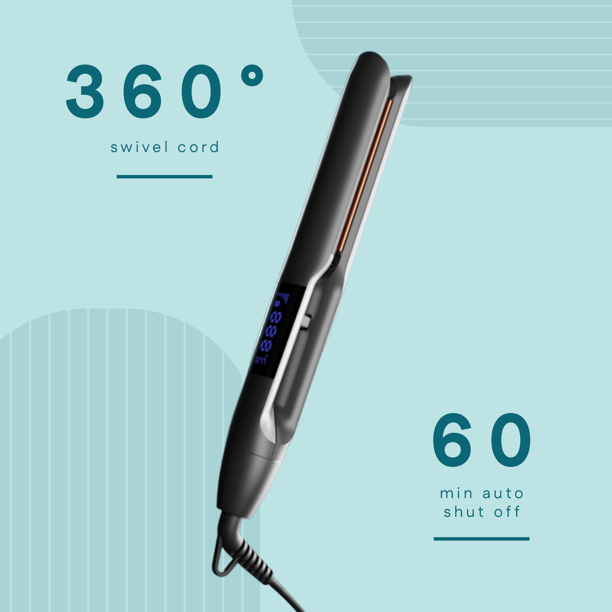 Hair Straightener With 360° Swivel Cord