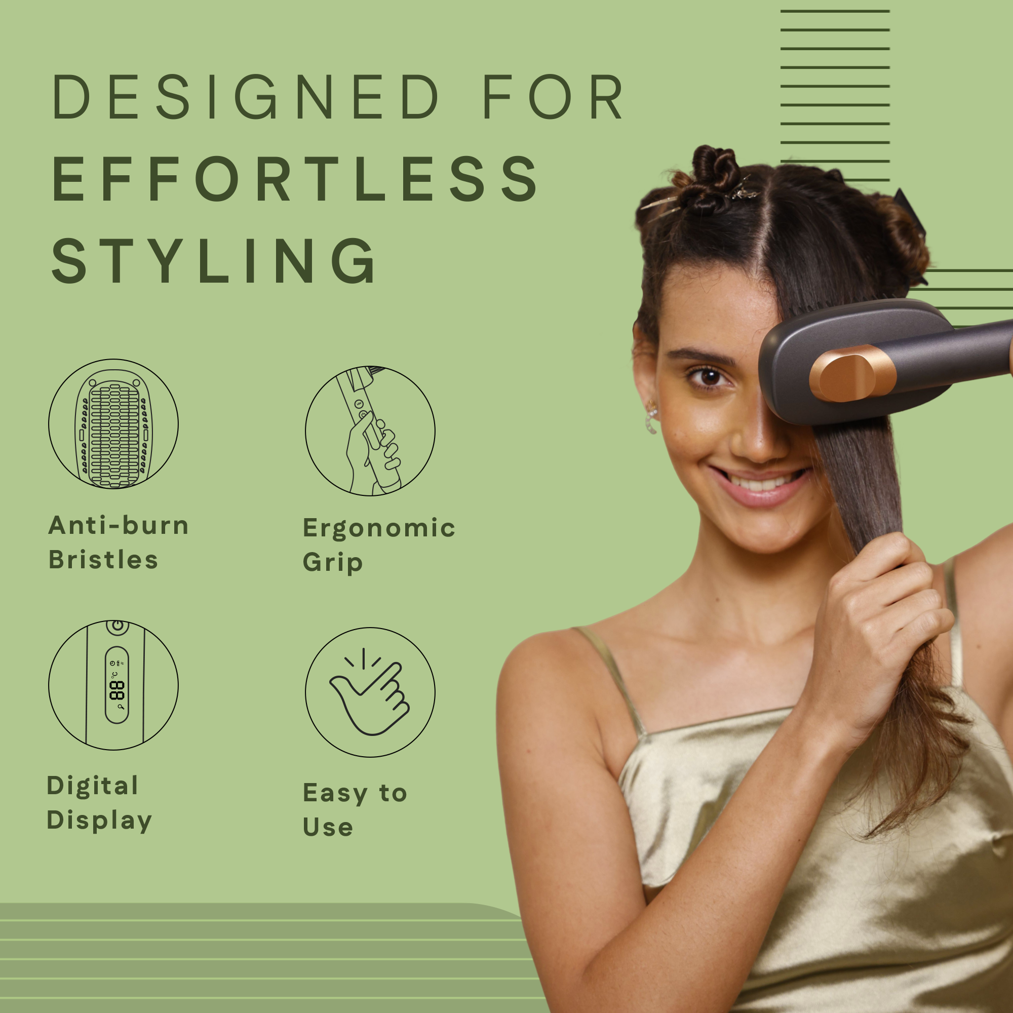Hair Straightening Brush For Effortless Styling