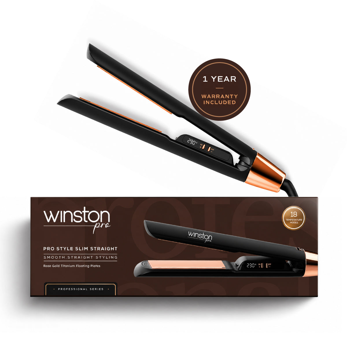 Winston Pro Style Slim Straightener | Titanium Floating Plates for Precision Styling