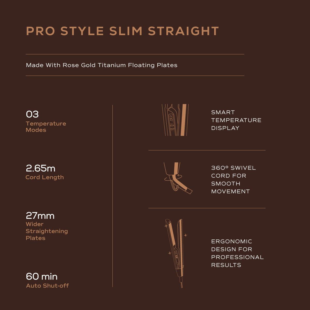 Winston Pro Style Slim Straightener | Titanium Floating Plates for Precision Styling