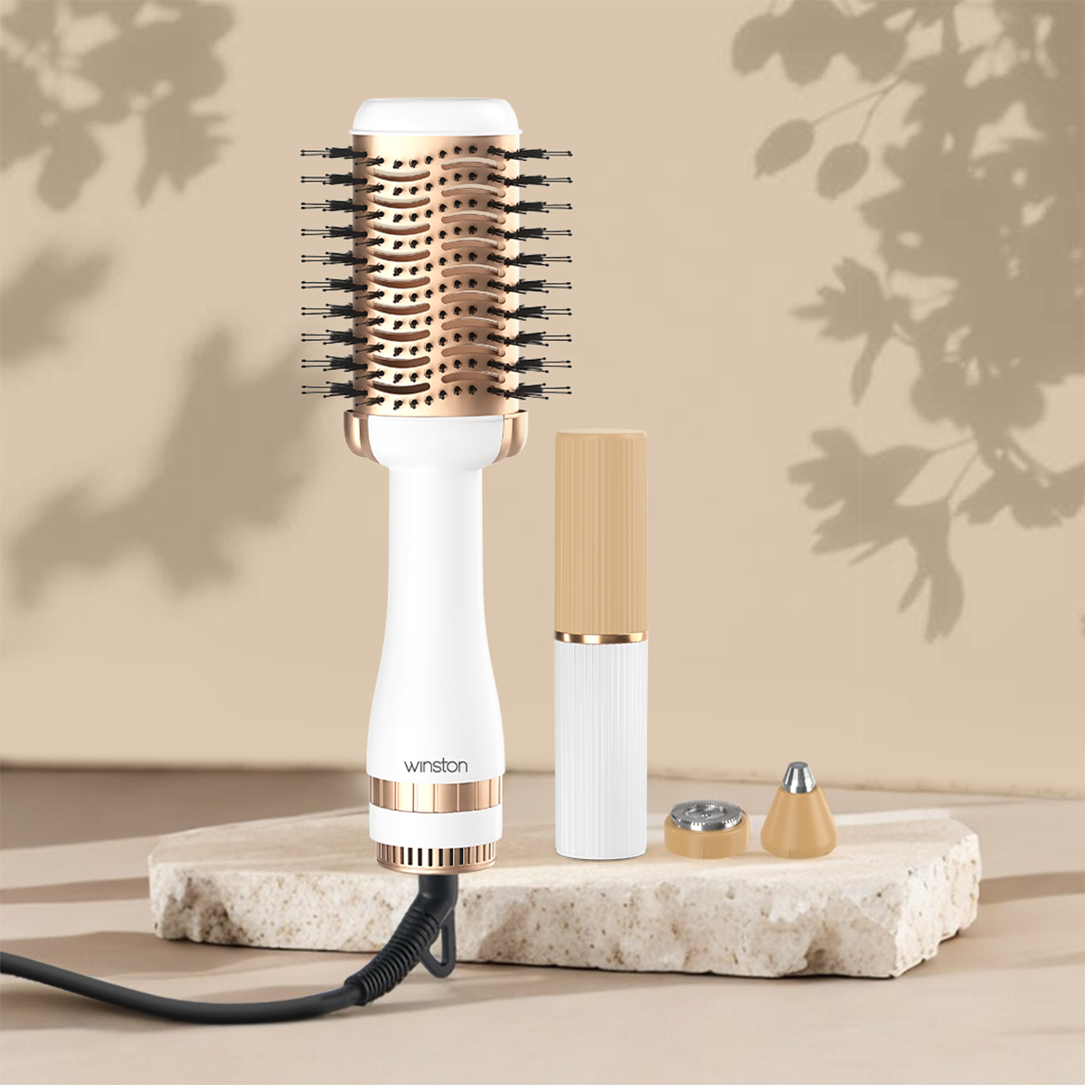 White Blow Brush & 2 in 1 Trimmer Combo