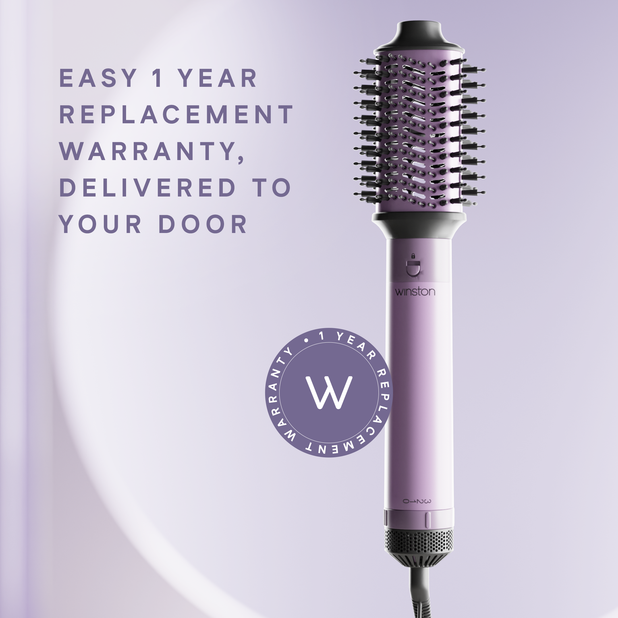 1-year doorstep replacement warranty with before/after styling visual