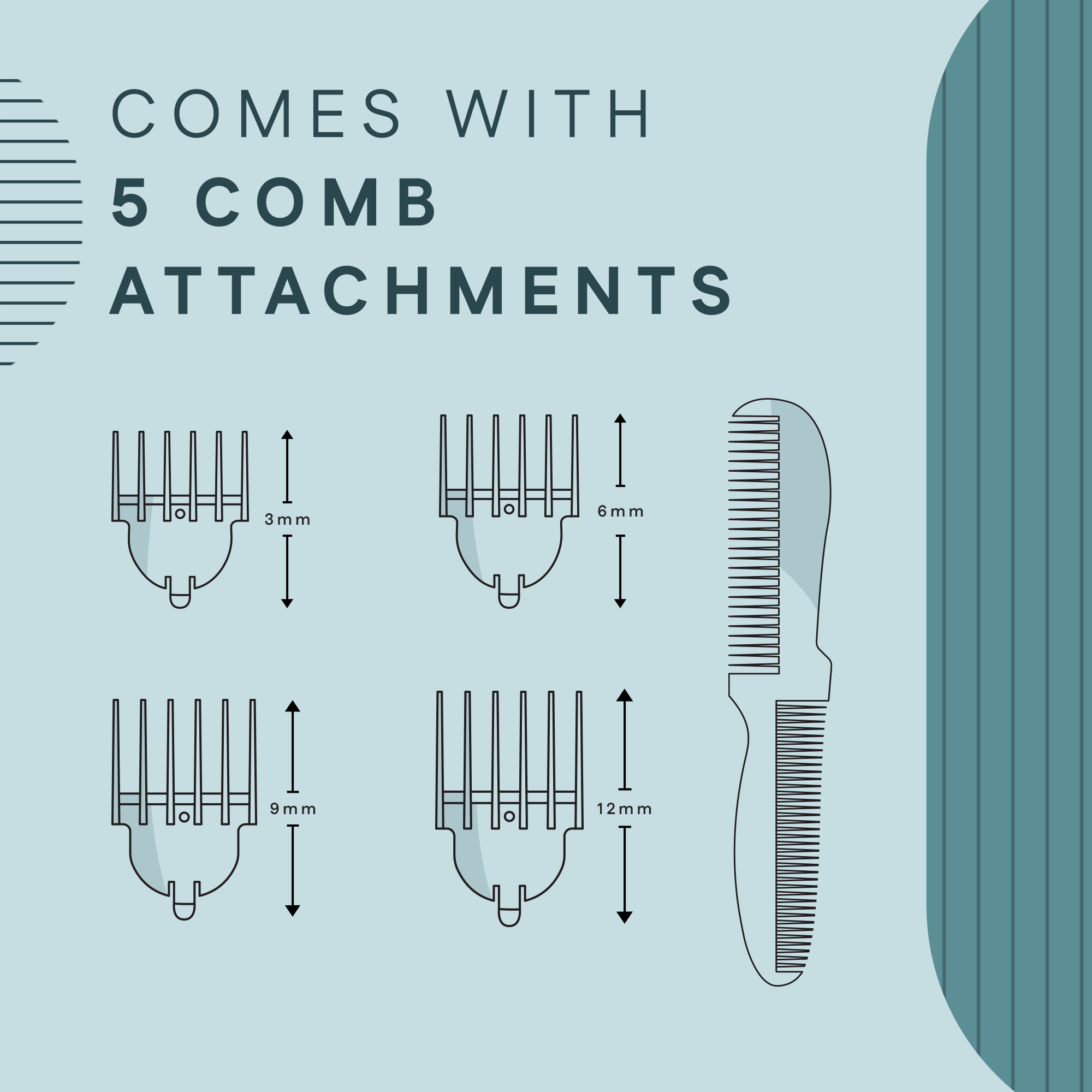 Comes With 5 Comb Attachments