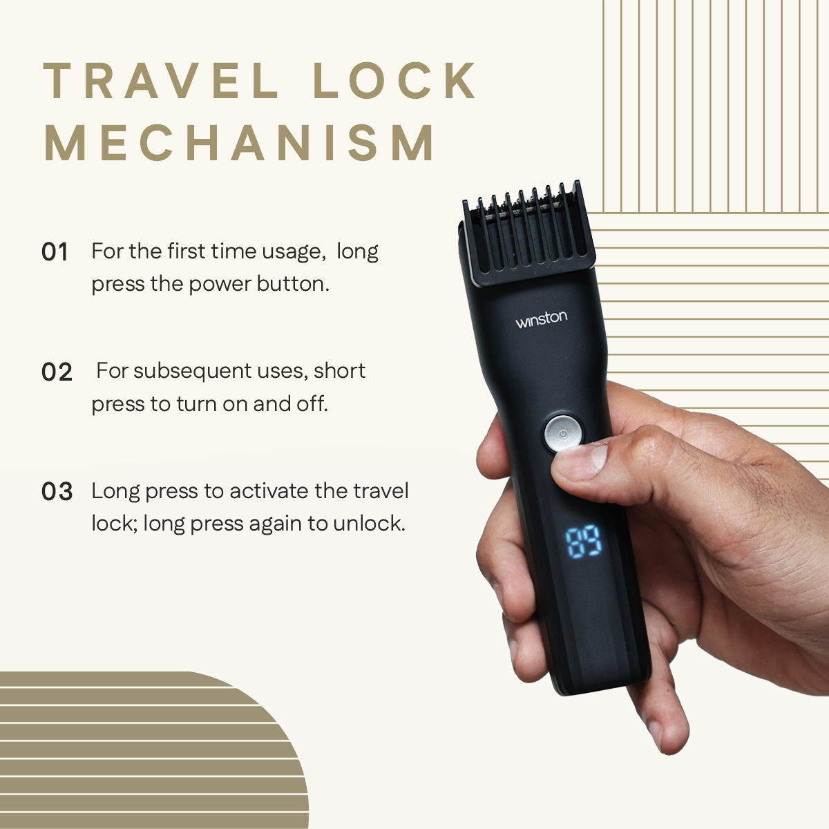 Trimmer With Travel Lock Mechanism
