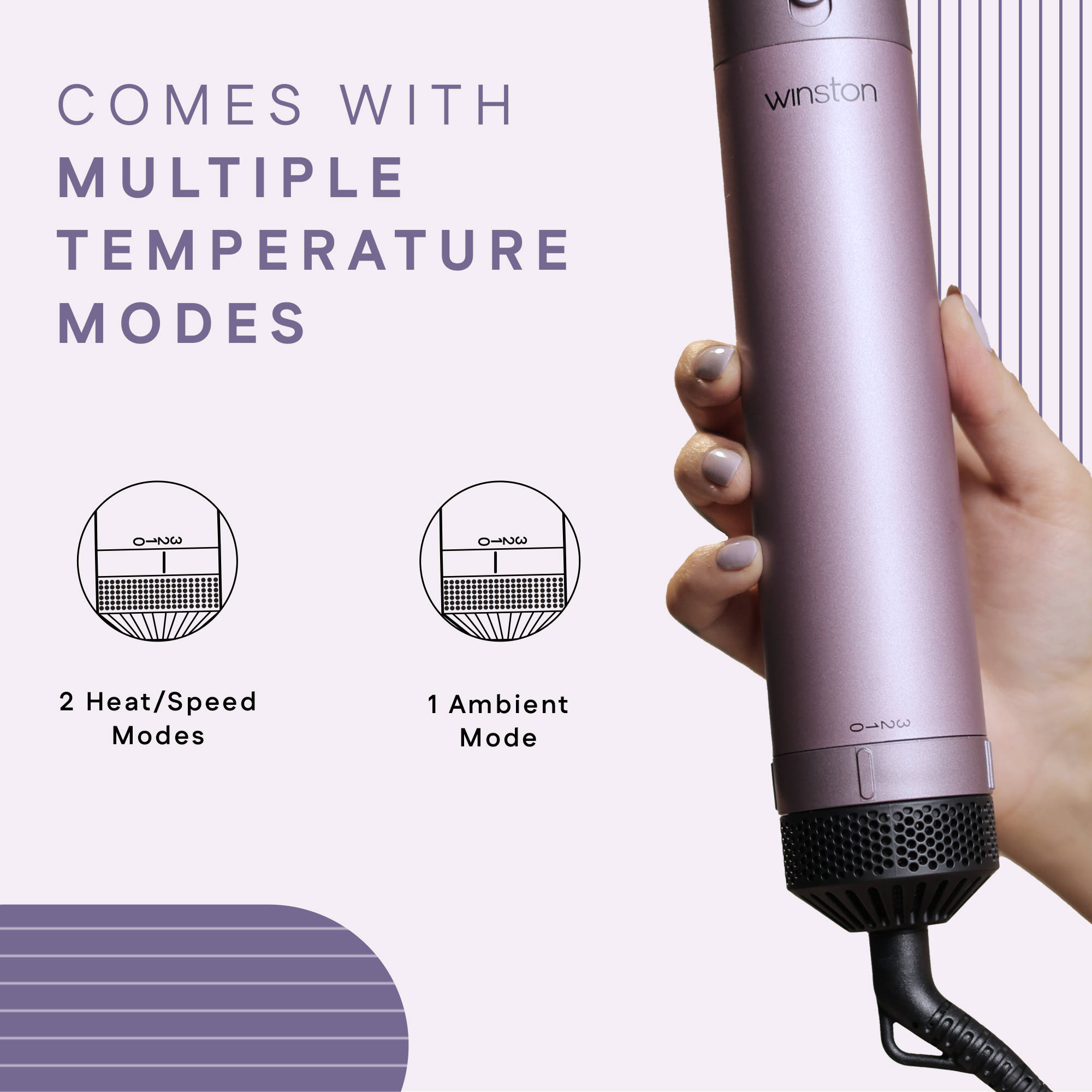 Multiple temperature modes including ambient mode and heat/speed modes