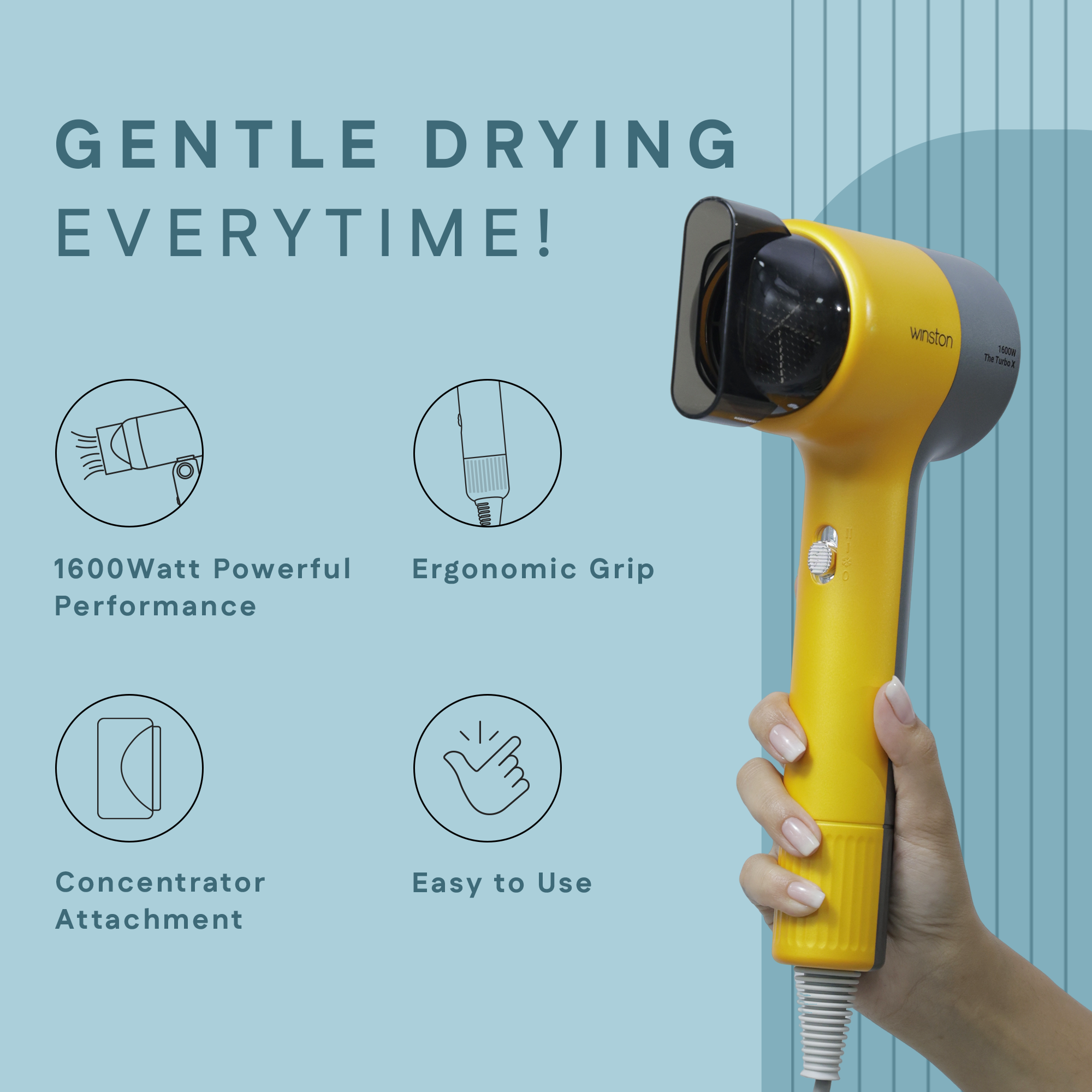 Hair Dryer 1600 W - Gentle Drying