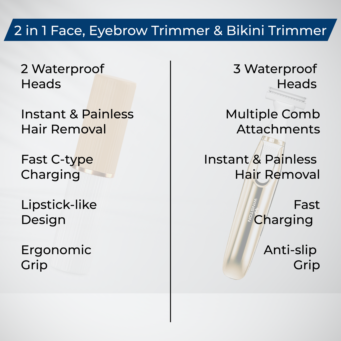 2 in 1 Face, Eyebrow Trimmer & Bikini Trimmer Combo