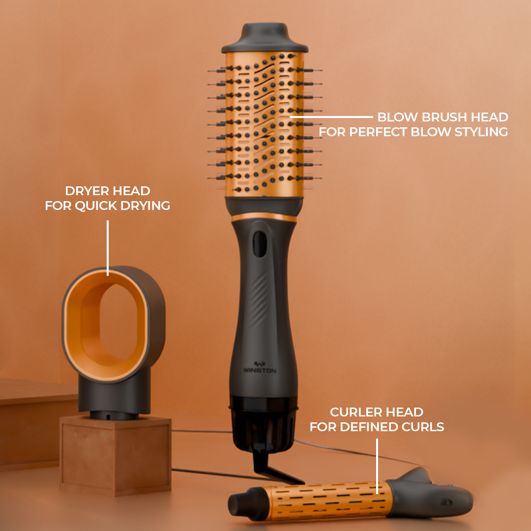 Winston 3 in 1 Hair Blow Brush With Free Heat Protection Spray