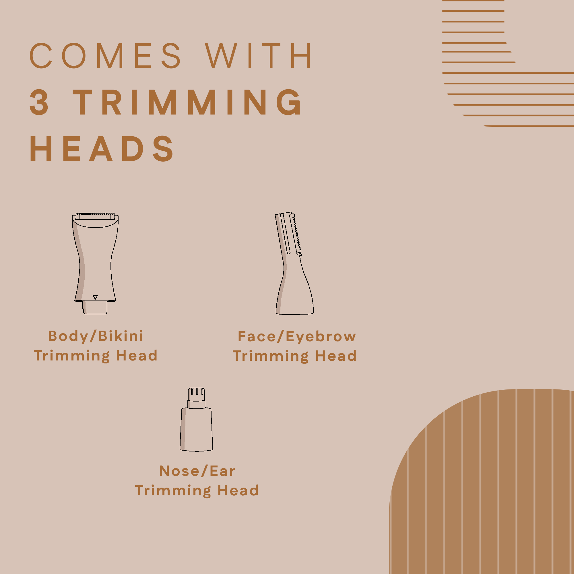 3 in 1 Bikini & Body Trimmer - 3 Trimming Heads