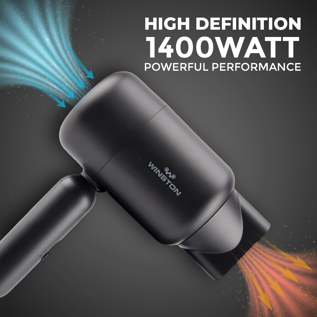 WINSTON Hair Dryer with Foldable Compact Design (1400 Watt)