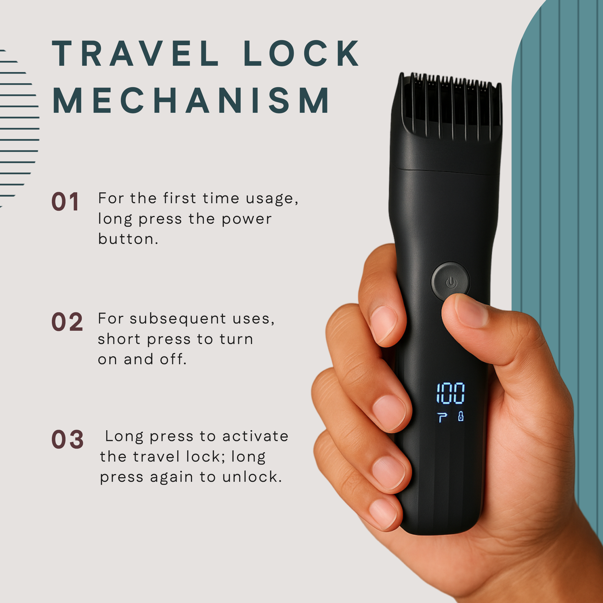 Snipper Beard Trimmer With Travel Lock Mechanism