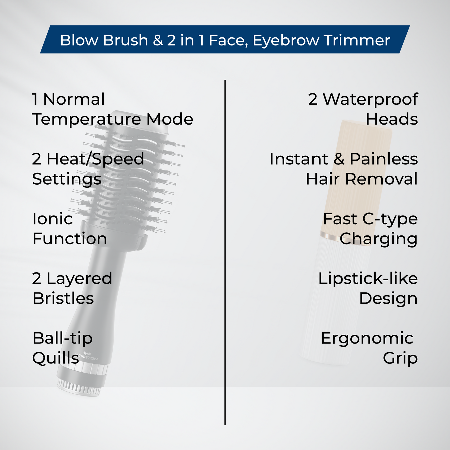 Blow Brush & 2 in 1 Face, Eyebrow Trimmer Combo
