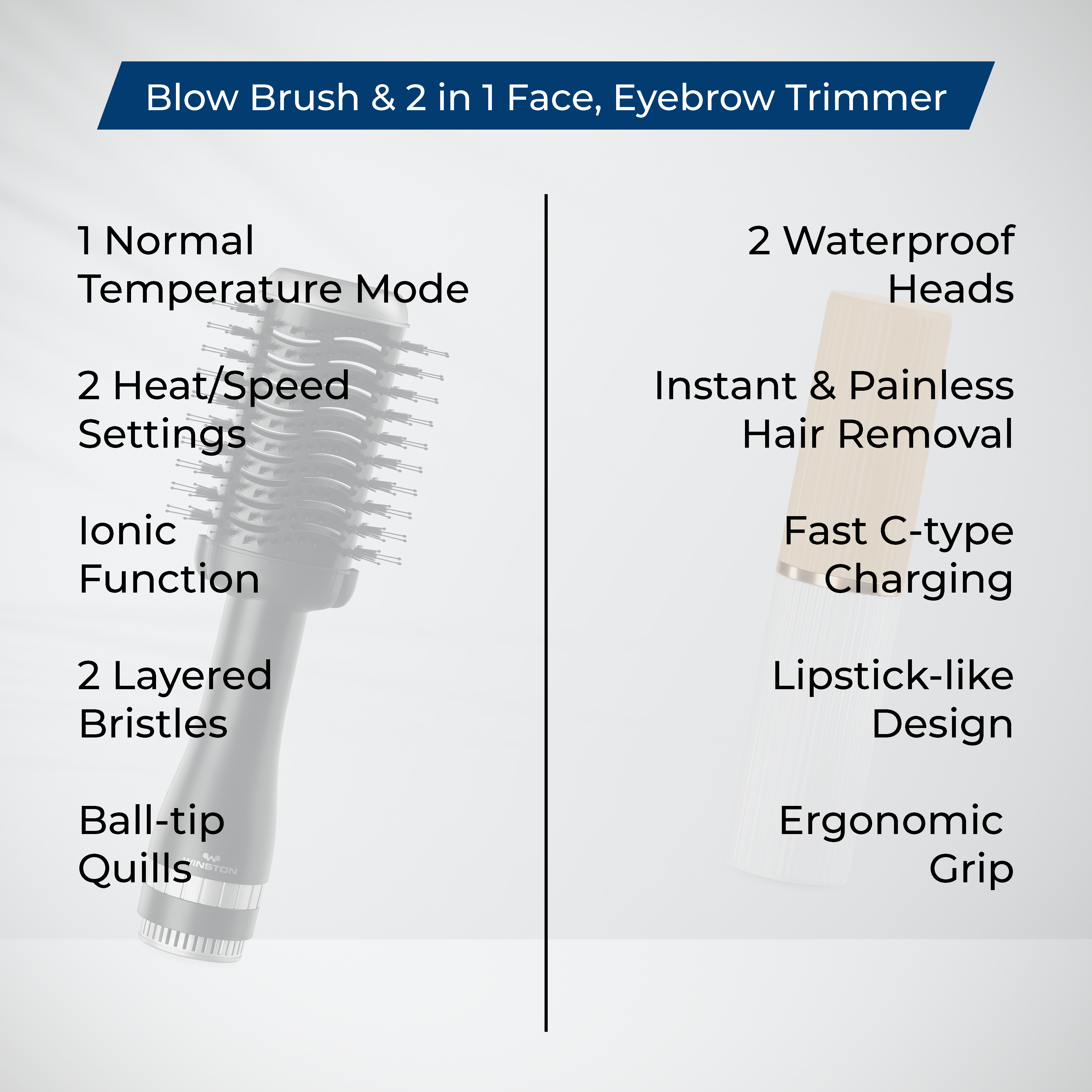 Blow Brush & 2 in 1 Trimmer Combo