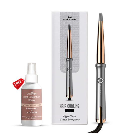 WINSTON Hair Curling Wand With Free Heat Protection Spray