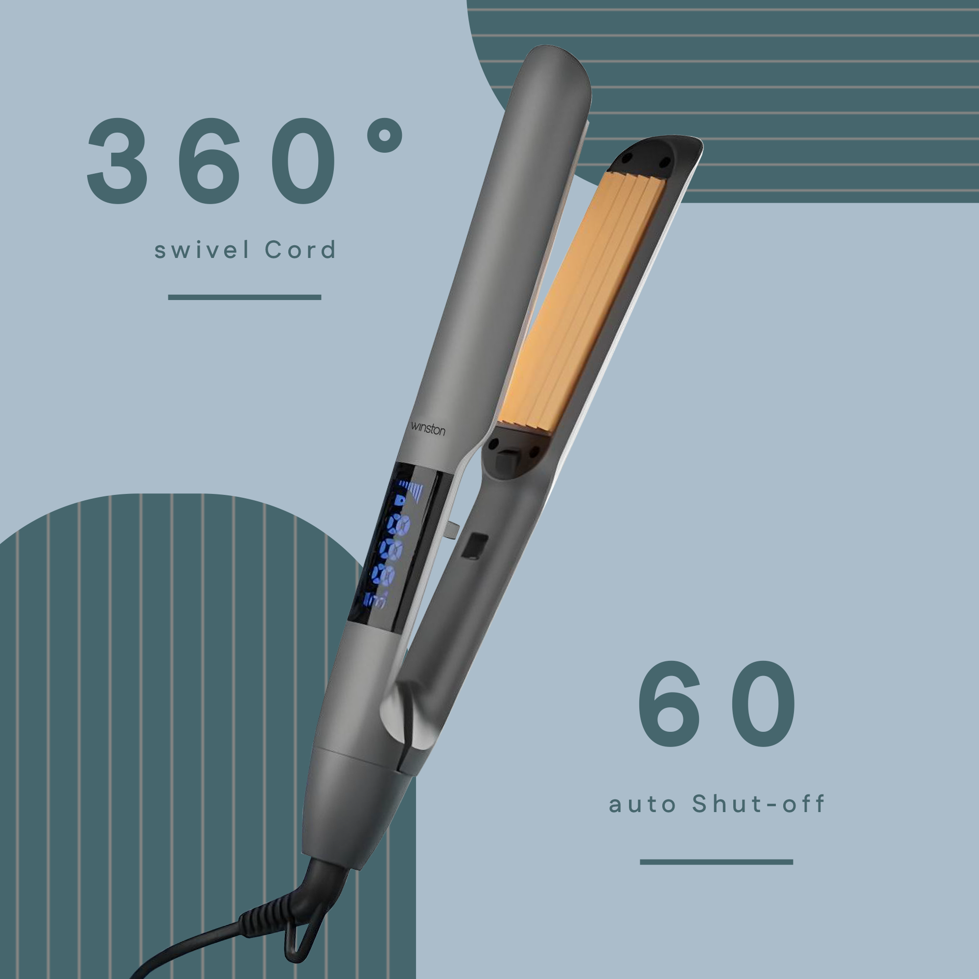Hair Crimper With 360° Swivel Cord