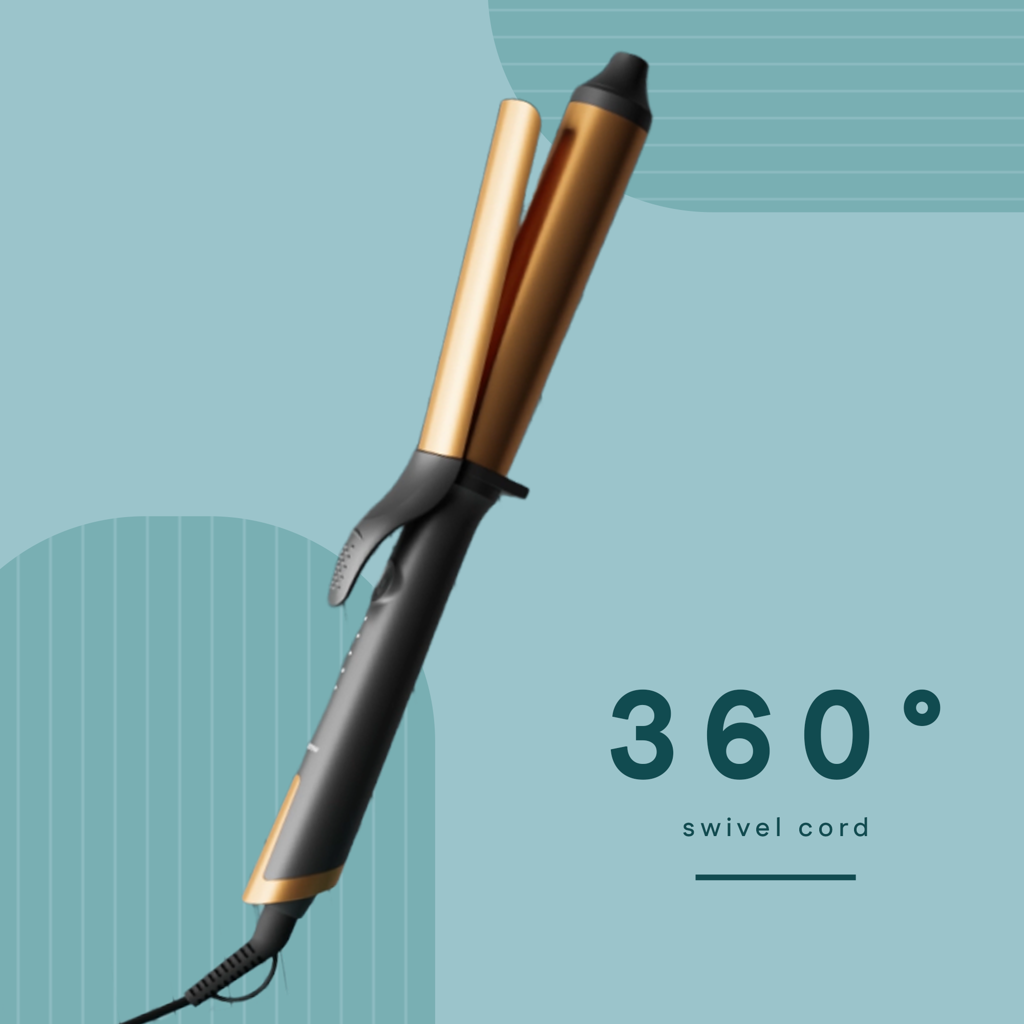 Hair Curling Tong With 360° Swivel Cord