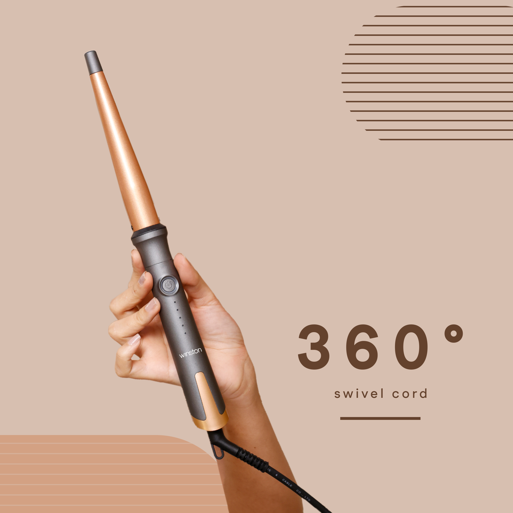 Hair Curling Wand With 360° Swivel Cord