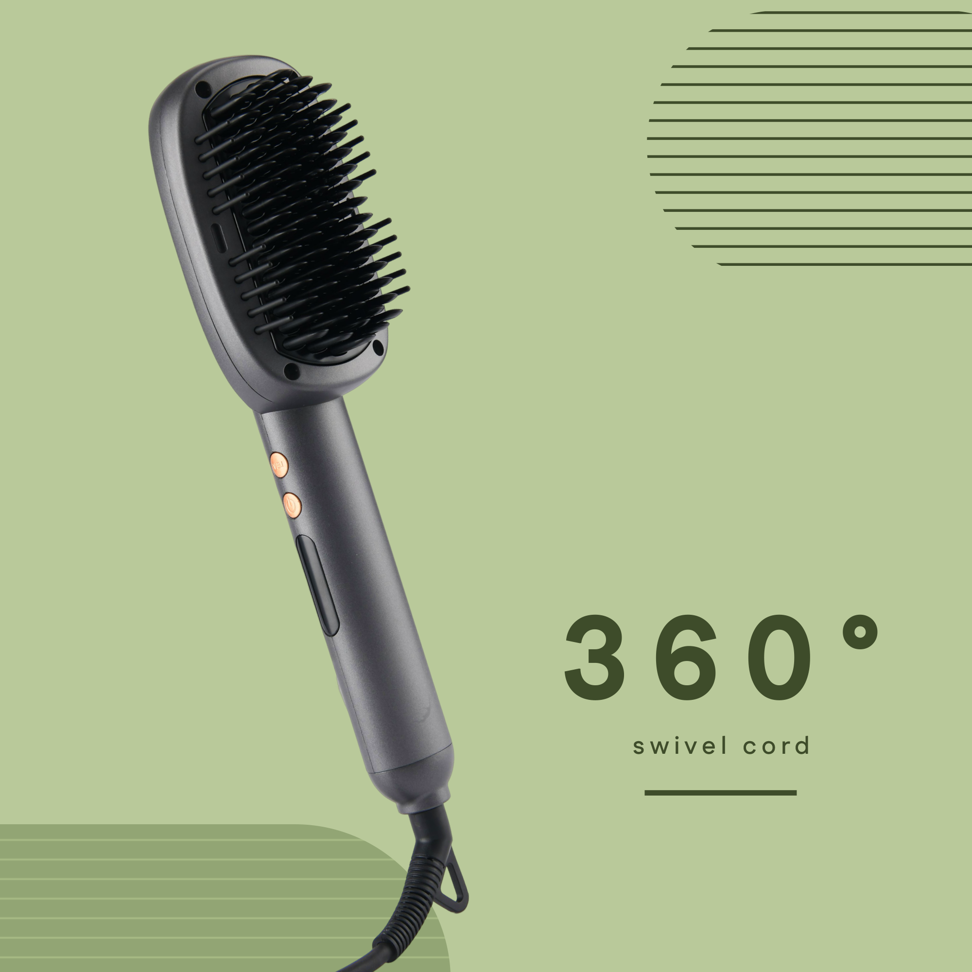 Hair Straightening Brush With 360° Swivel Cord