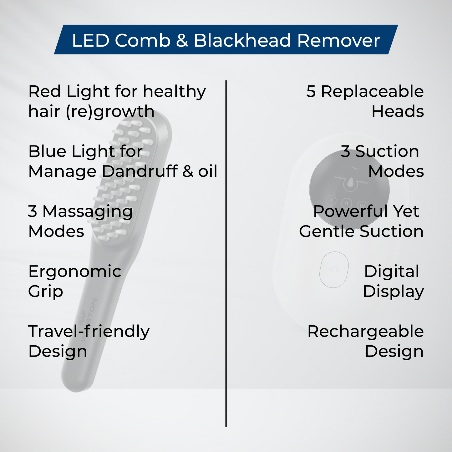 LED Comb & Blackhead Remover Combo