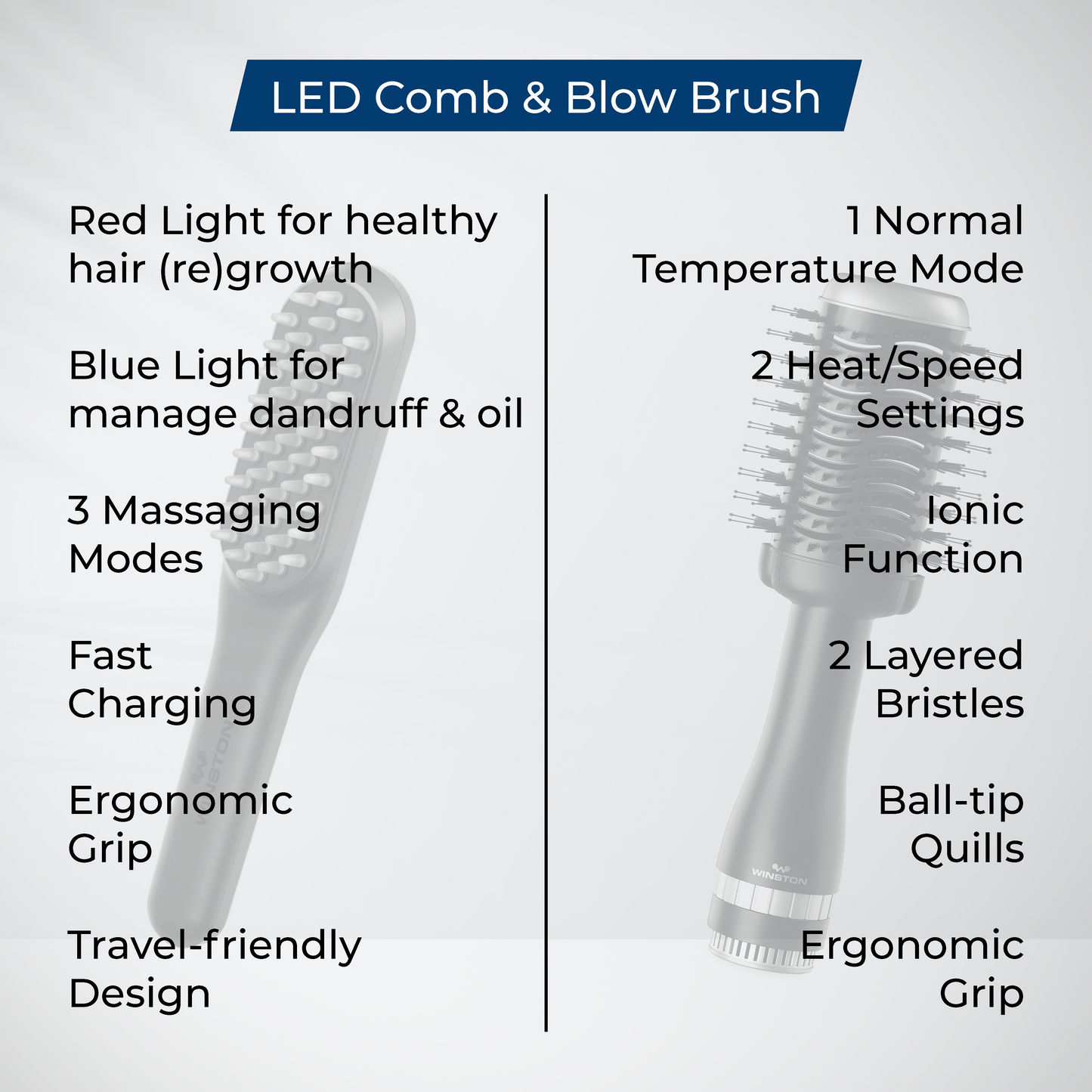 LED Comb & Blow Brush Combo