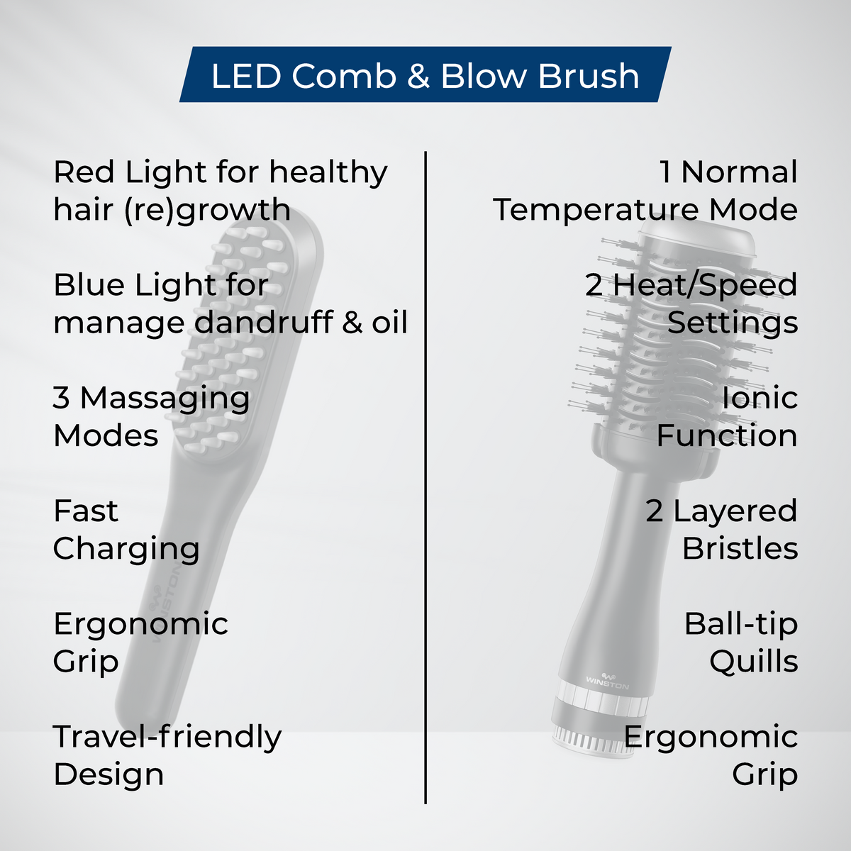 Led Comb LED Comb & Hair Blow Brush Combo– Multifunctional Hair Styling Tools ...