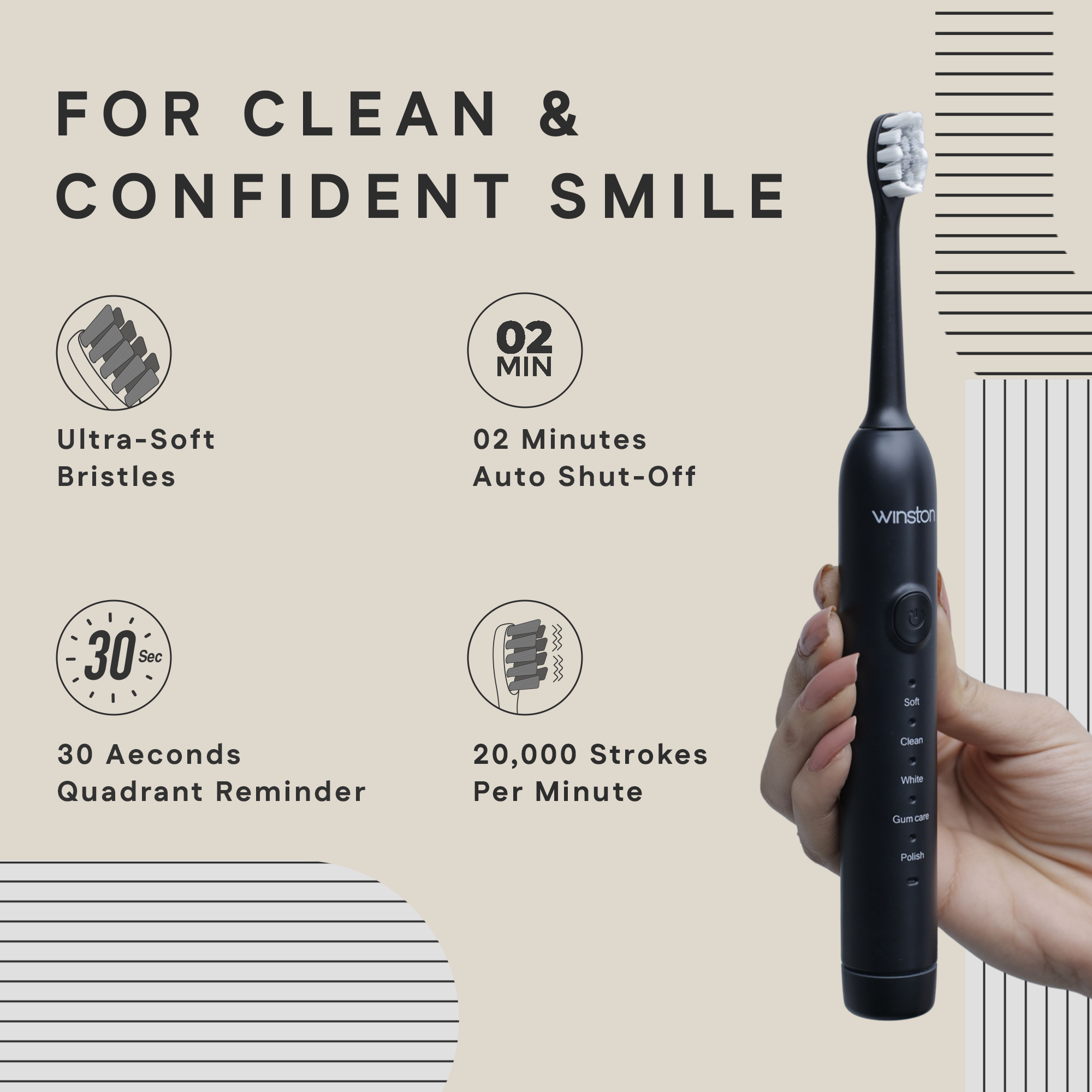 Sonic Electric Tooth brush With 2 Min Auto Shut Off
