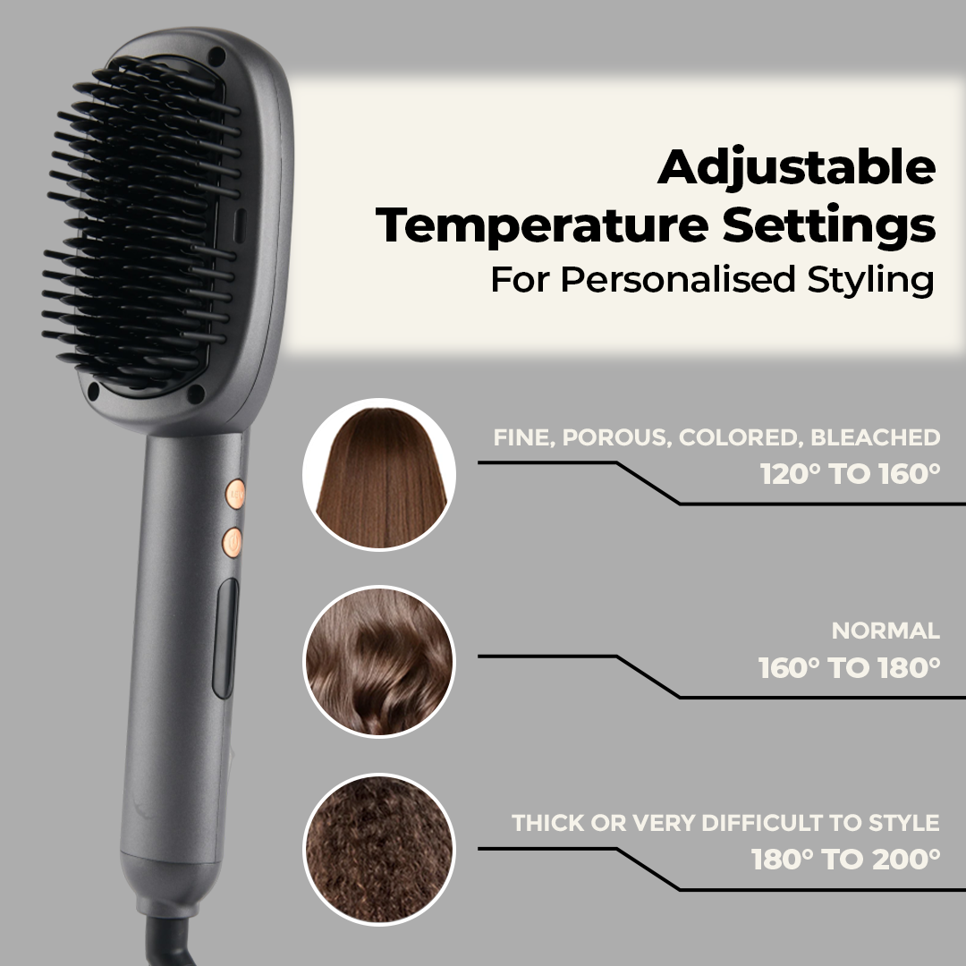 WINSTON Hair Straightening Brush With Free Heat Protection Spray