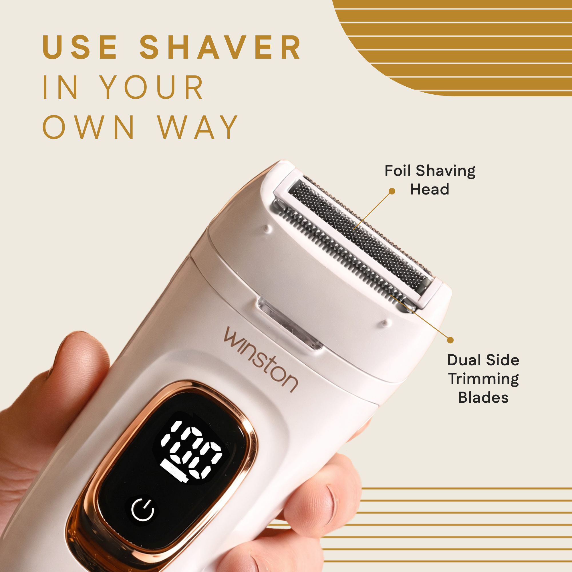 Electric shaver with foil shaving head and dual side trimming blades
