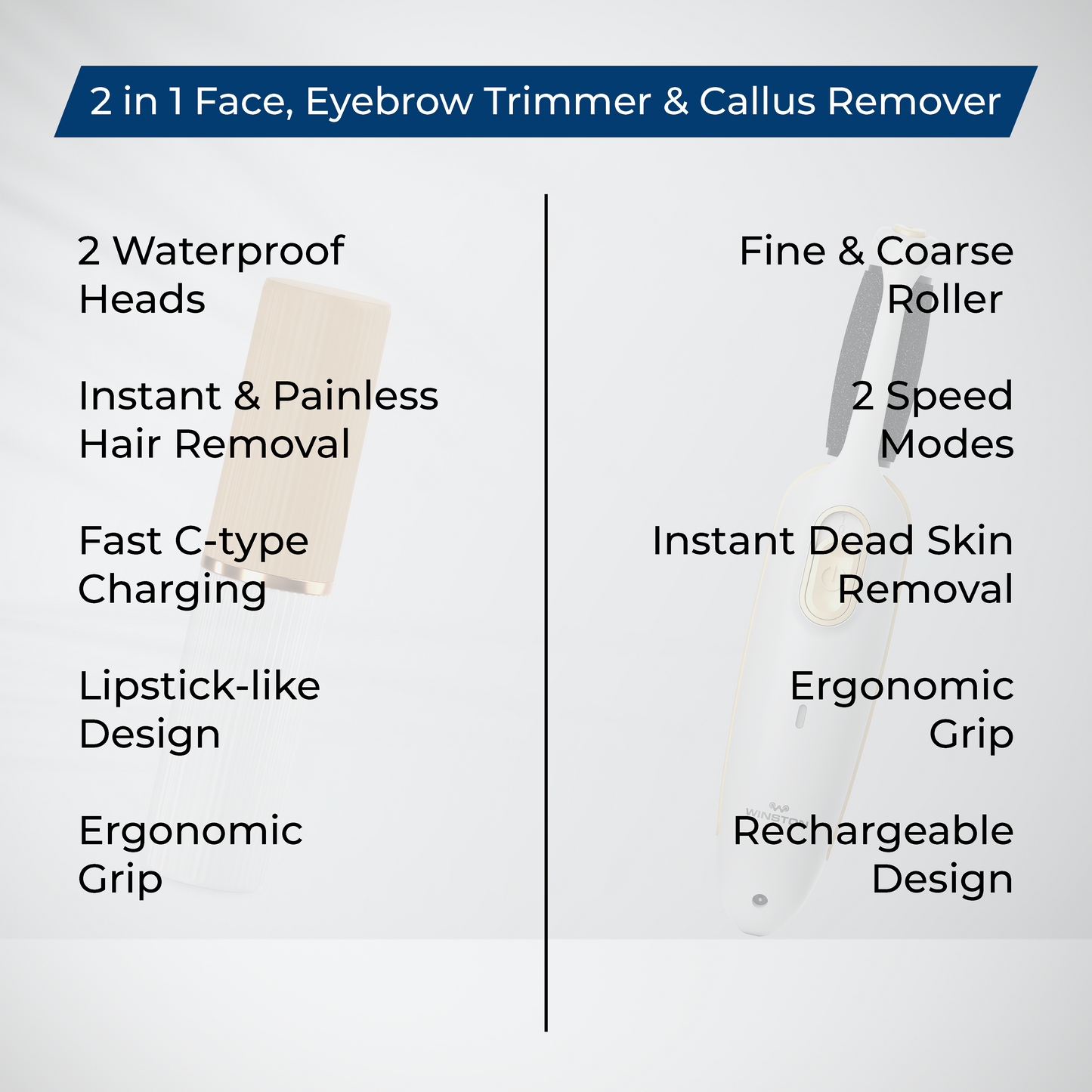 2 in 1 Face, Eyebrow Trimmer & Callus Combo