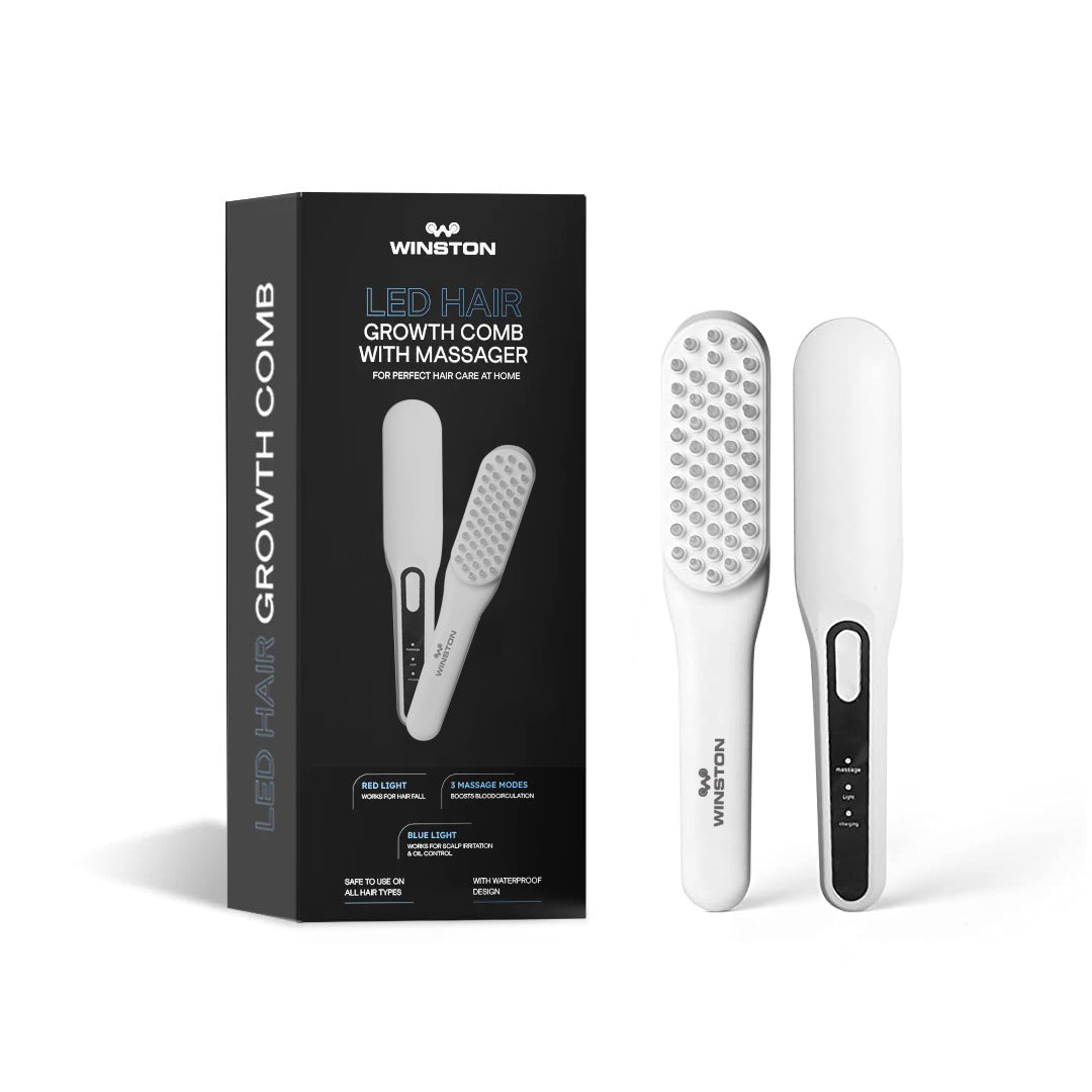 WINSTON 2 Color LED Comb & Head Massager Light Hair Growth Therapy with Rechargeable Battery Operation
